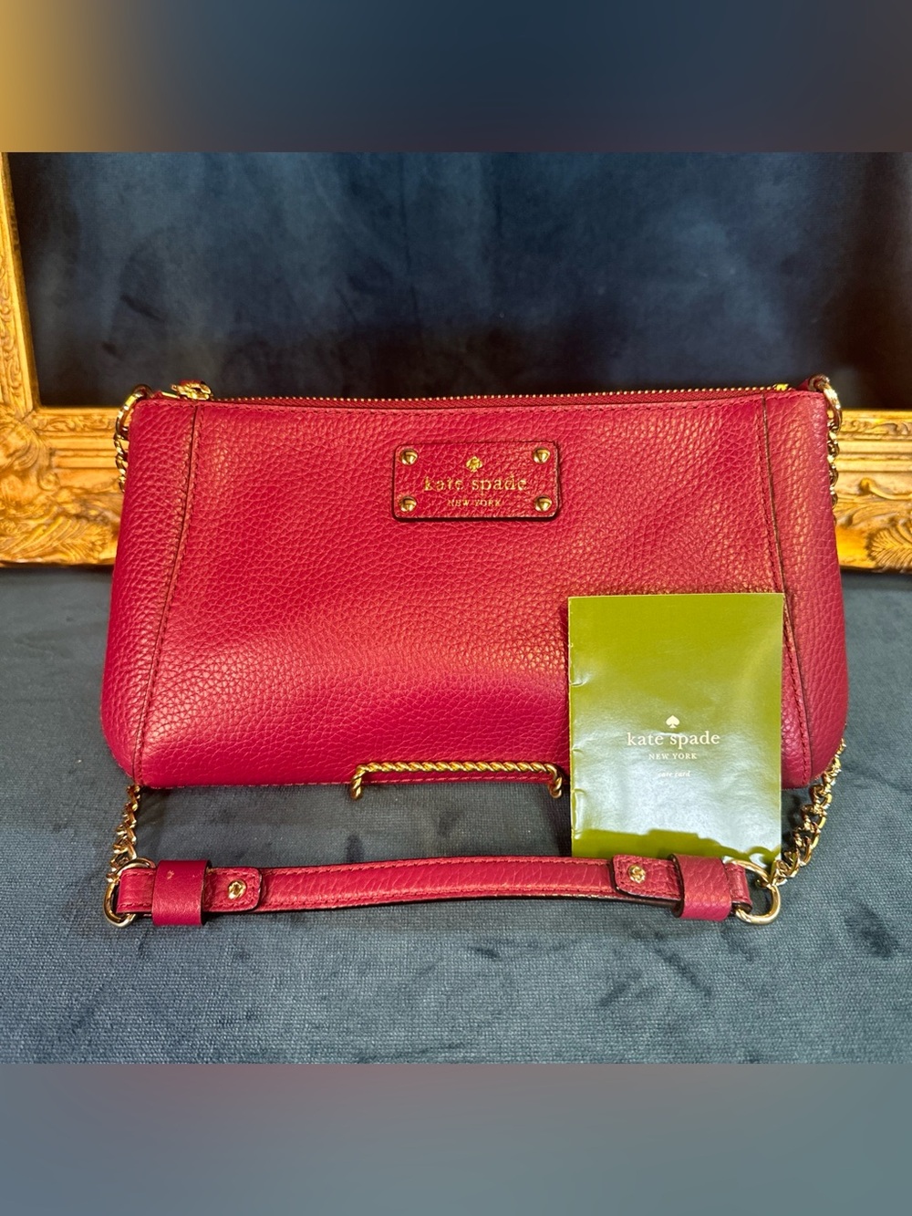 Kate Spade Berkshire Road Magenta Berry Pebble Leather Adela Chain Shoulder Bag